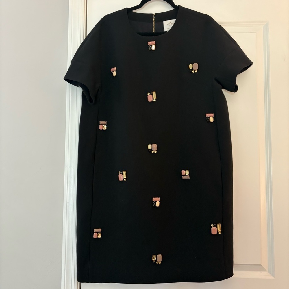 Kate Spade Women’s Black Embellished Short Sleeve Shift Dress - Picture 2 of 12